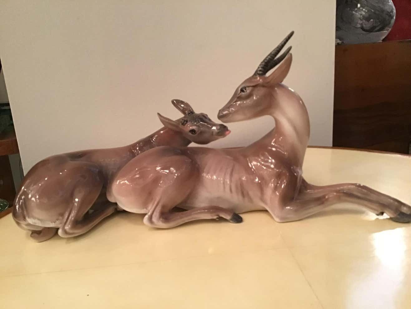 2717.0 Ronzan Italian Ceramic “African Gazelles“, 1950 photo