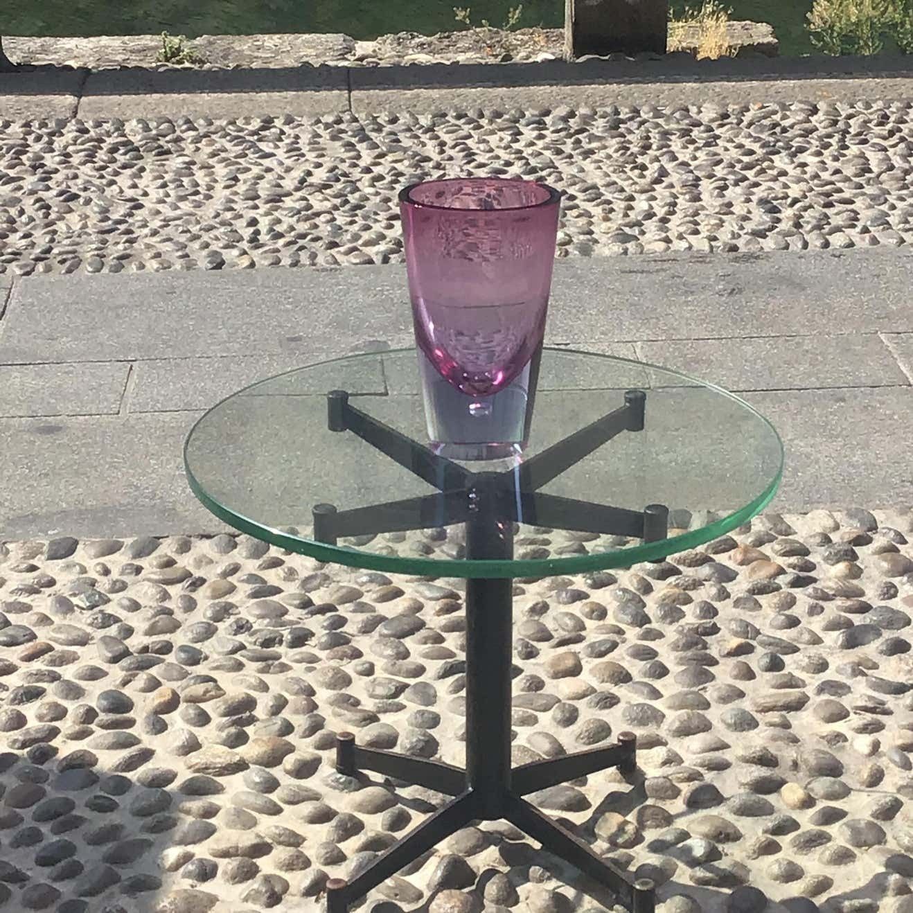 photo vintage Luigi Caccia Dominioni Coffee Table Glass Iron, 1950, Italy