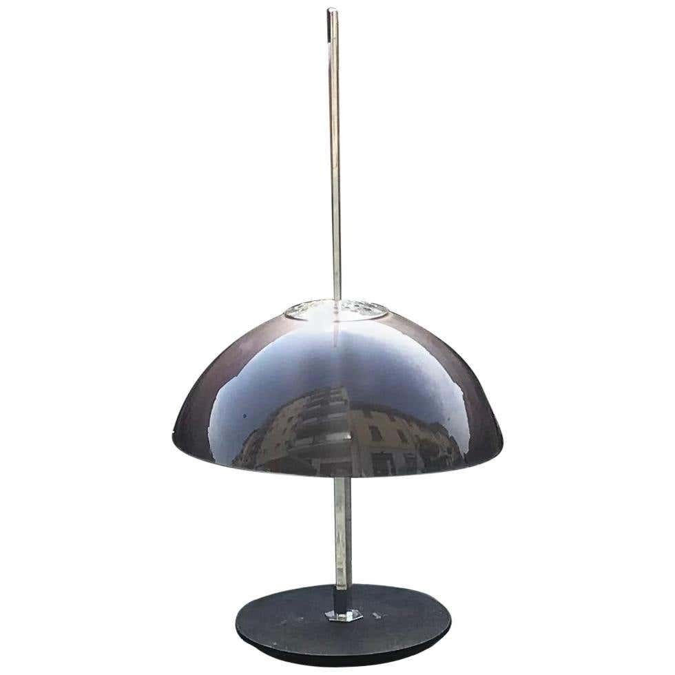 Gino Sarfatti “Arteluce” Table Lamp N584 Metal Crome Plexiglas, 1957, Italia