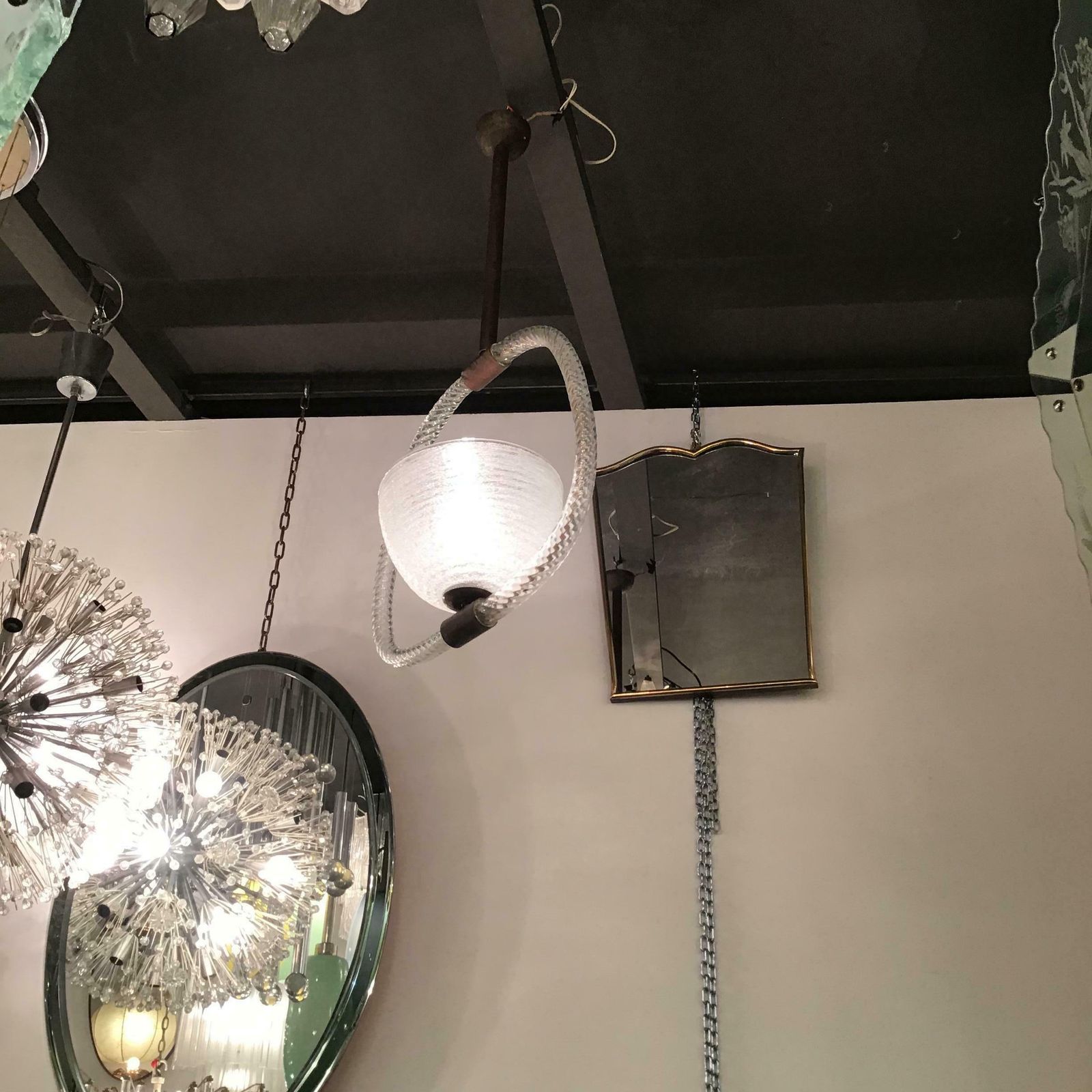 photo furniture Venini Chandelier Murano Glass Metal Brass 1940 Italy