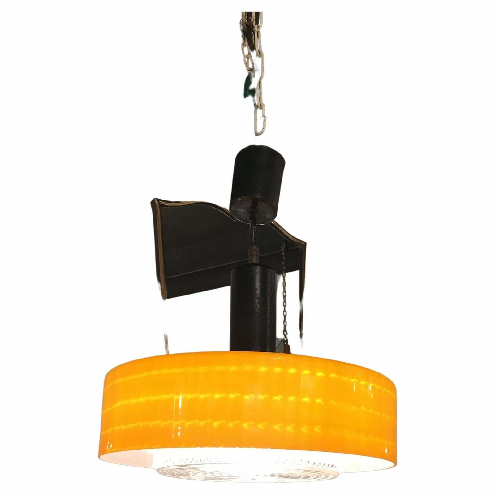 Stilnovo Chandelier Glass Brass, 1955, Italy