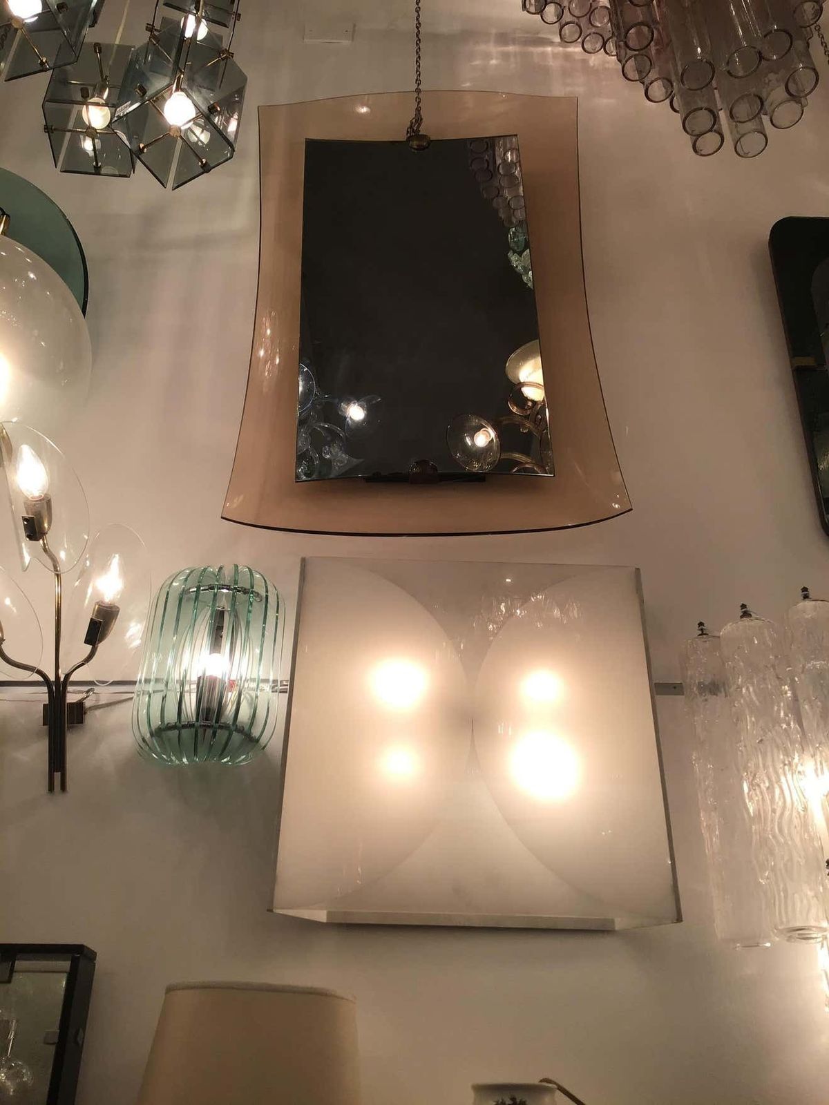Cristal Art Mirror Brass Glass, 1950, Italy photo Home Decor