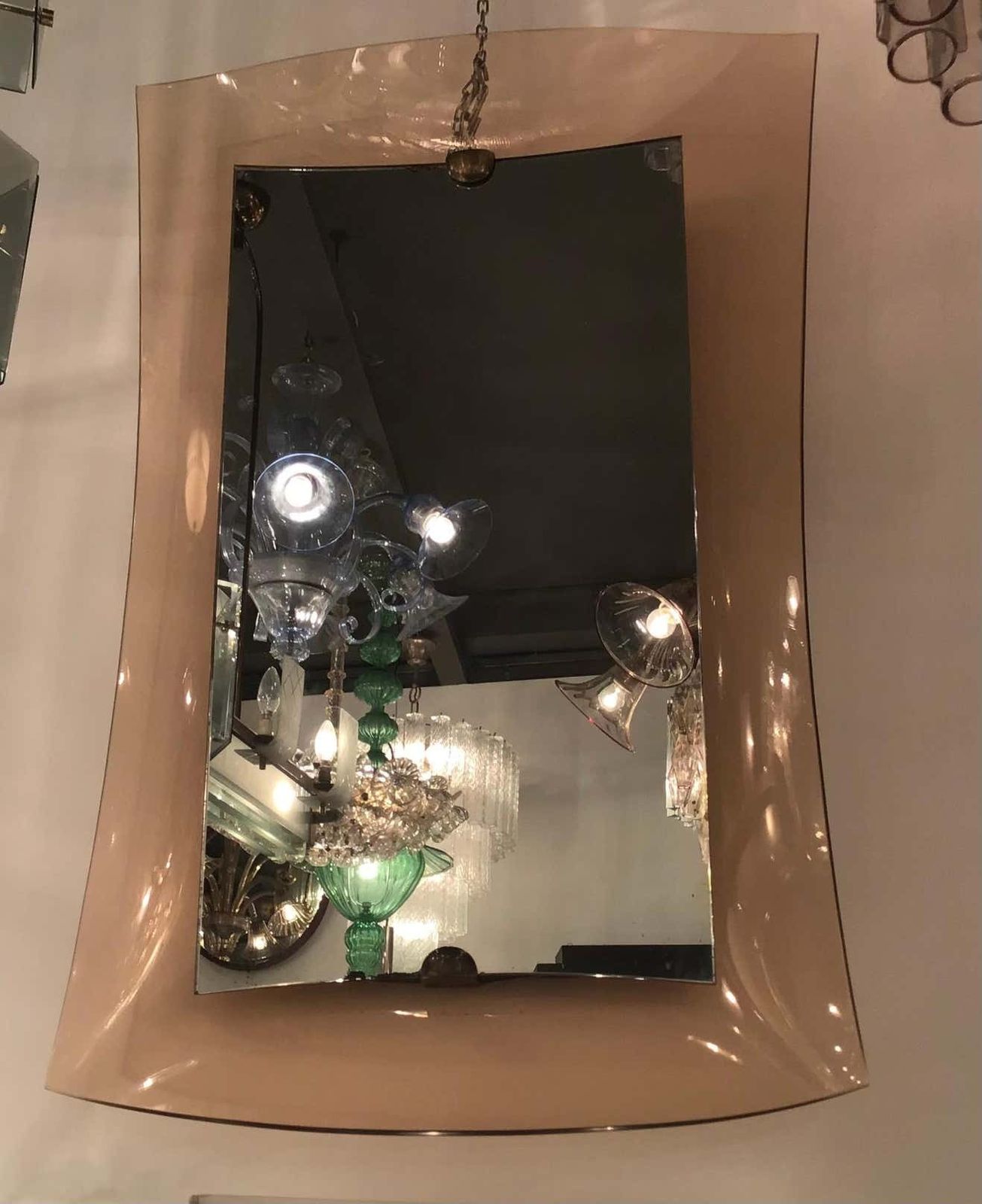 Cristal Art Mirror Brass Glass, 1950, Italy photo buy
