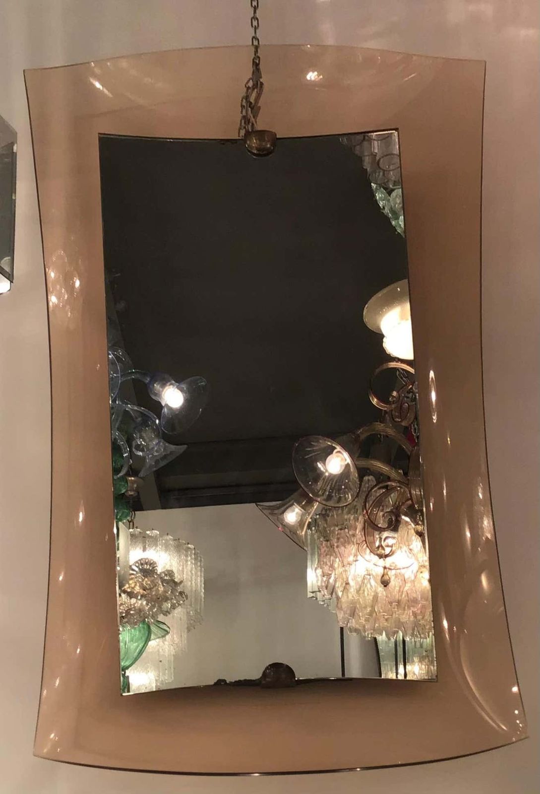 photo for sale Cristal Art Mirror Brass Glass, 1950, Italy