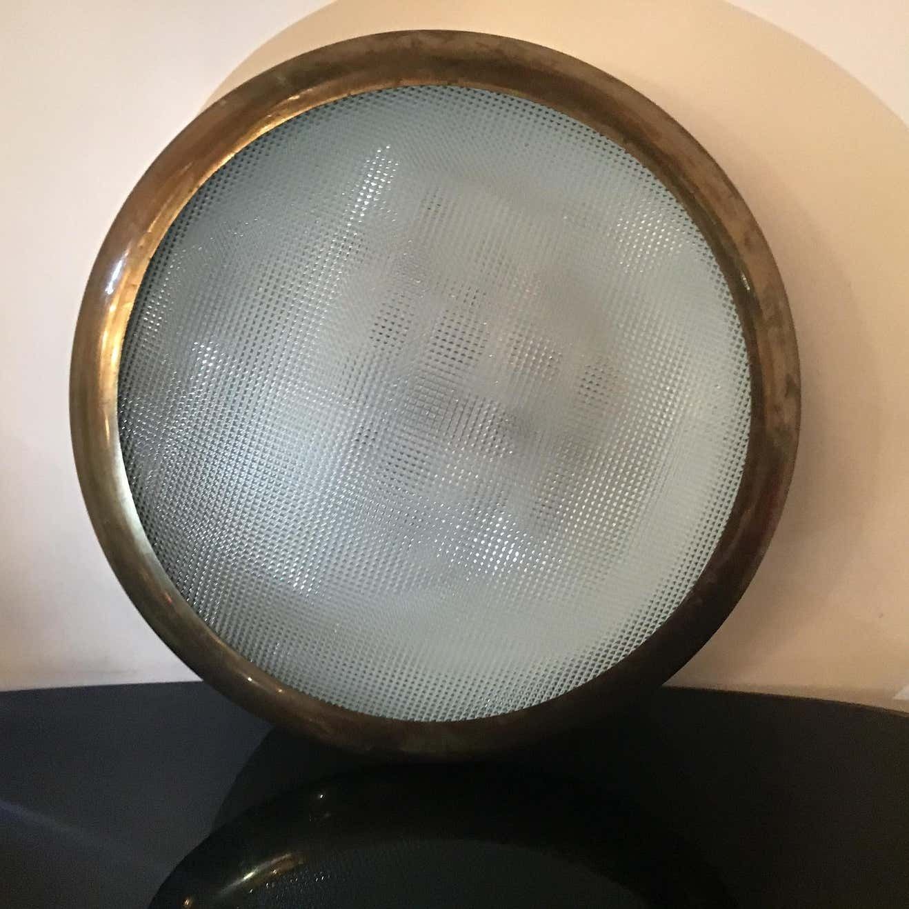 photo for sale Stilnovo Ceilling Light/Sconce Glass Brass Metal 1950 Italy