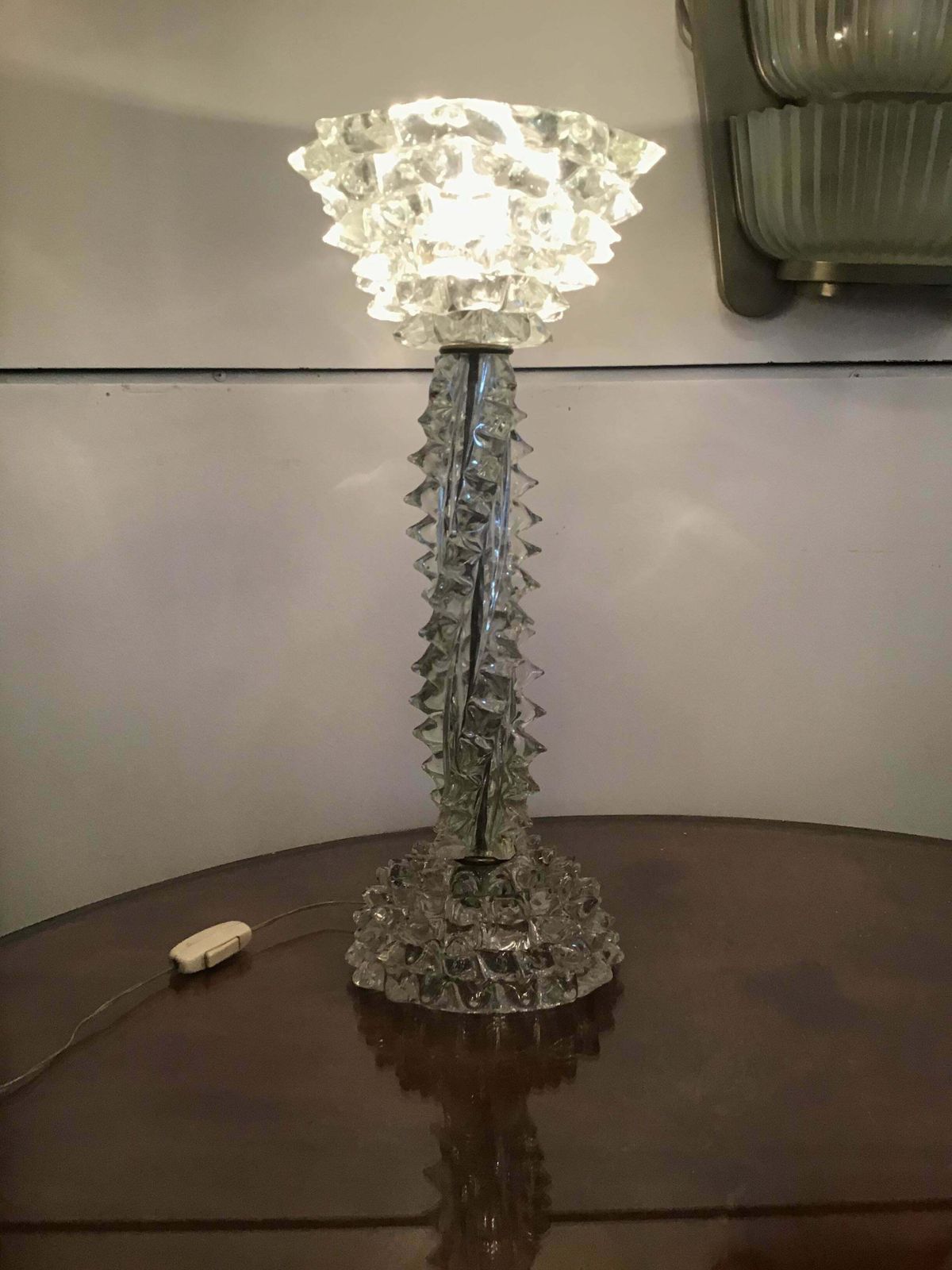 Barovier E Toso Table Lamp Murano Glass Rostrata, 1940, Italy photo for sale