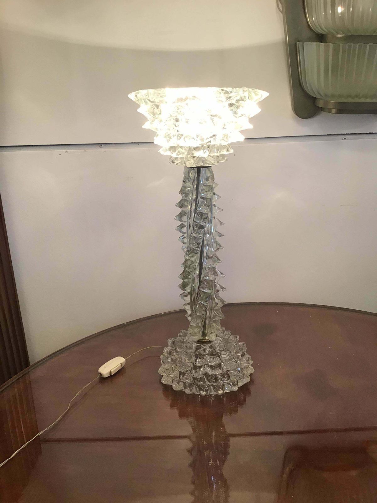 Barovier E Toso Table Lamp Murano Glass Rostrata, 1940, Italy photo vinterior