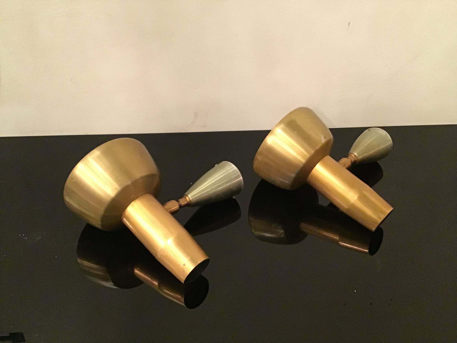 Oscar Torlasco “ Lumi” Sconces Adjustable Metal Crome Metal Brass 1950 Italy photo Lighting