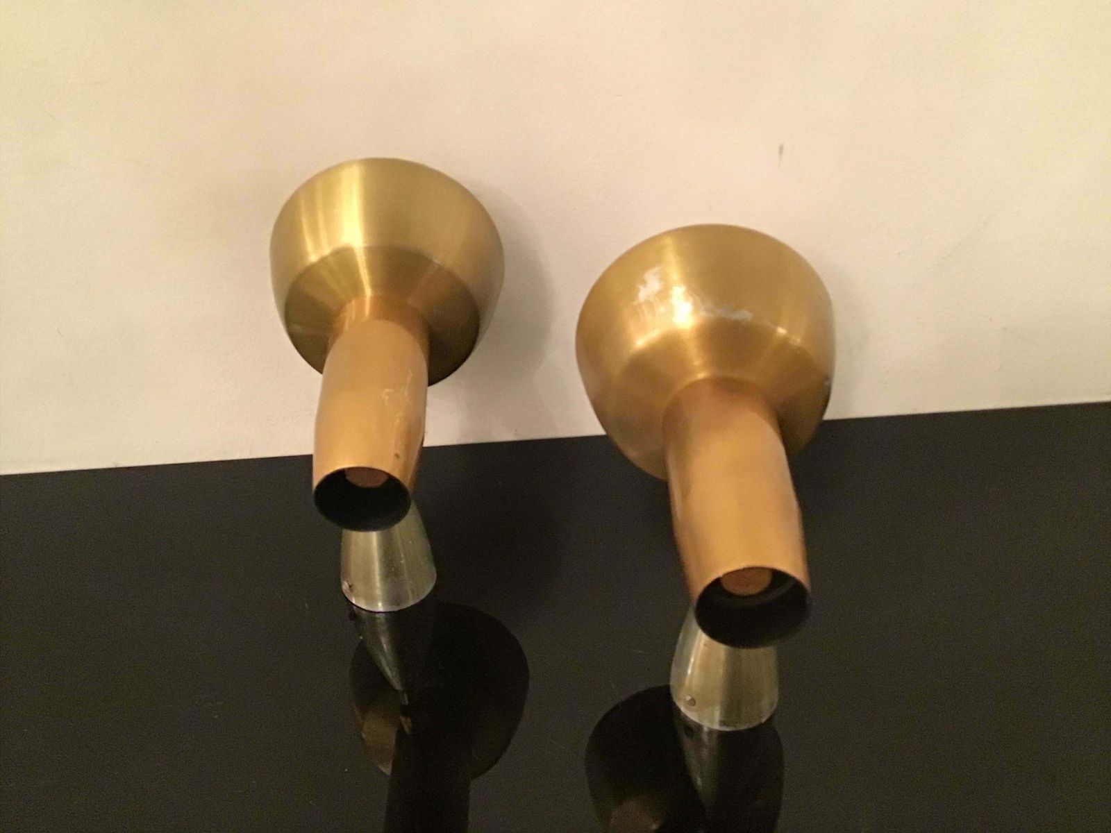 Oscar Torlasco “ Lumi” Sconces Adjustable Metal Crome Metal Brass 1950 Italy photo vinterior