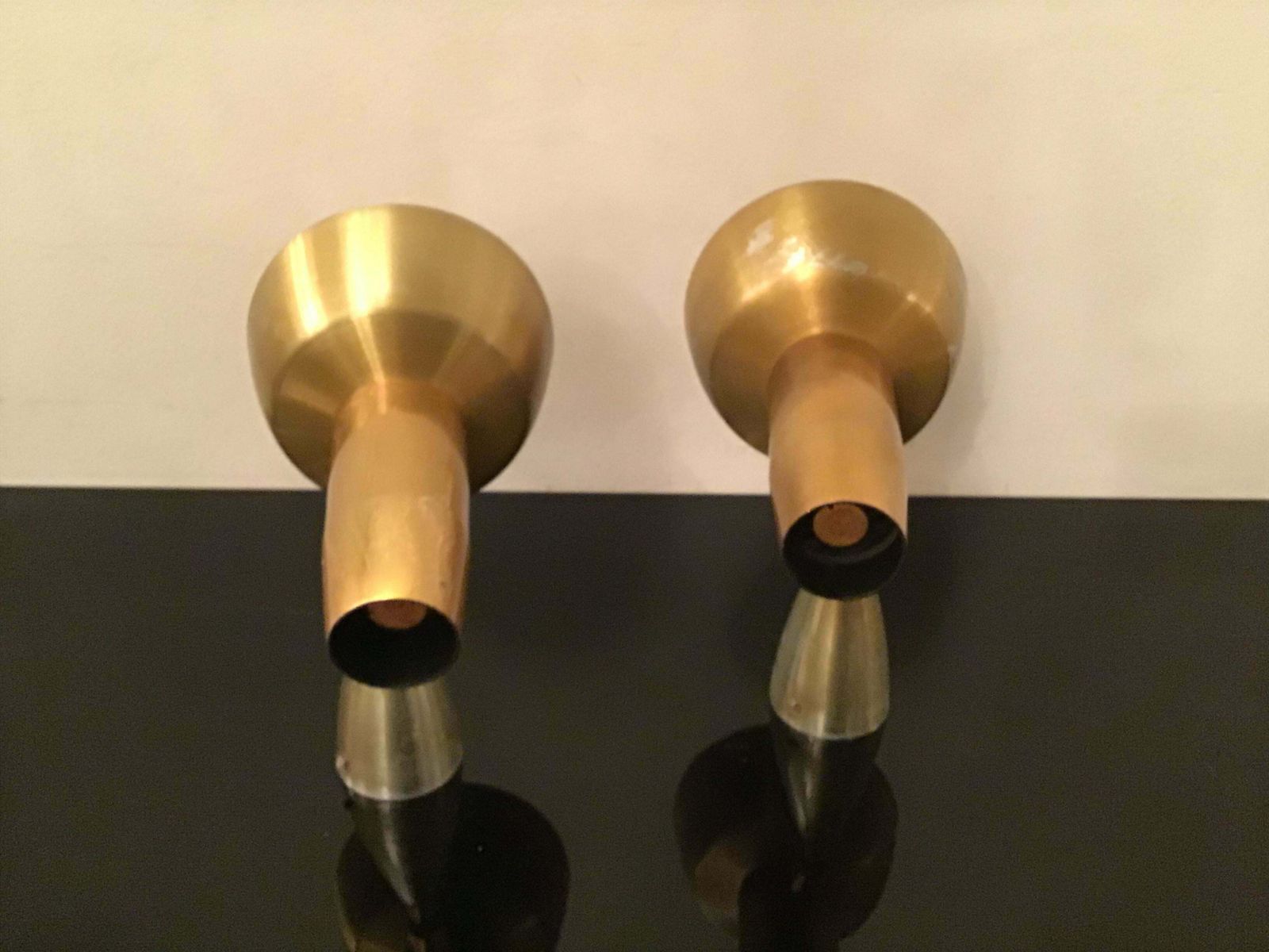 photo vintage Oscar Torlasco “ Lumi” Sconces Adjustable Metal Crome Metal Brass 1950 Italy