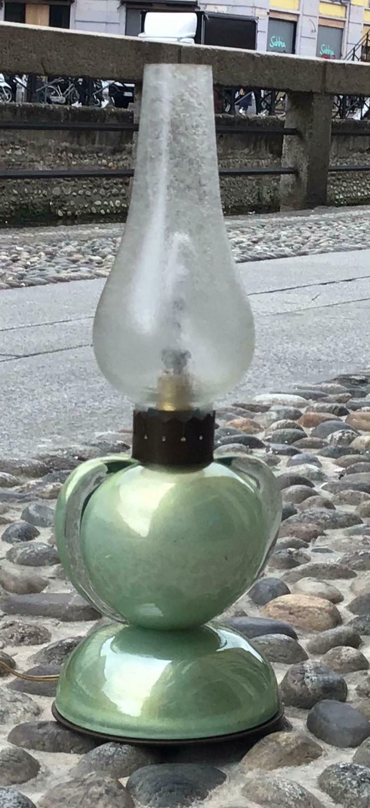 Archimede Segusoseguso Table Lamp Brass Murano Glass 1959 Italy photo for sale