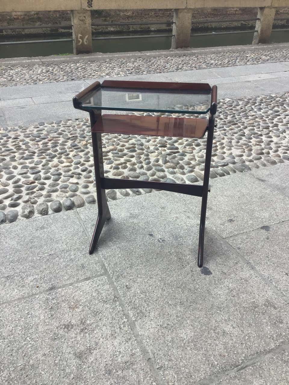 Ico Parisi 1954 Telephone Stand, Wood And Glass And Brass, Italy photo 2717.0