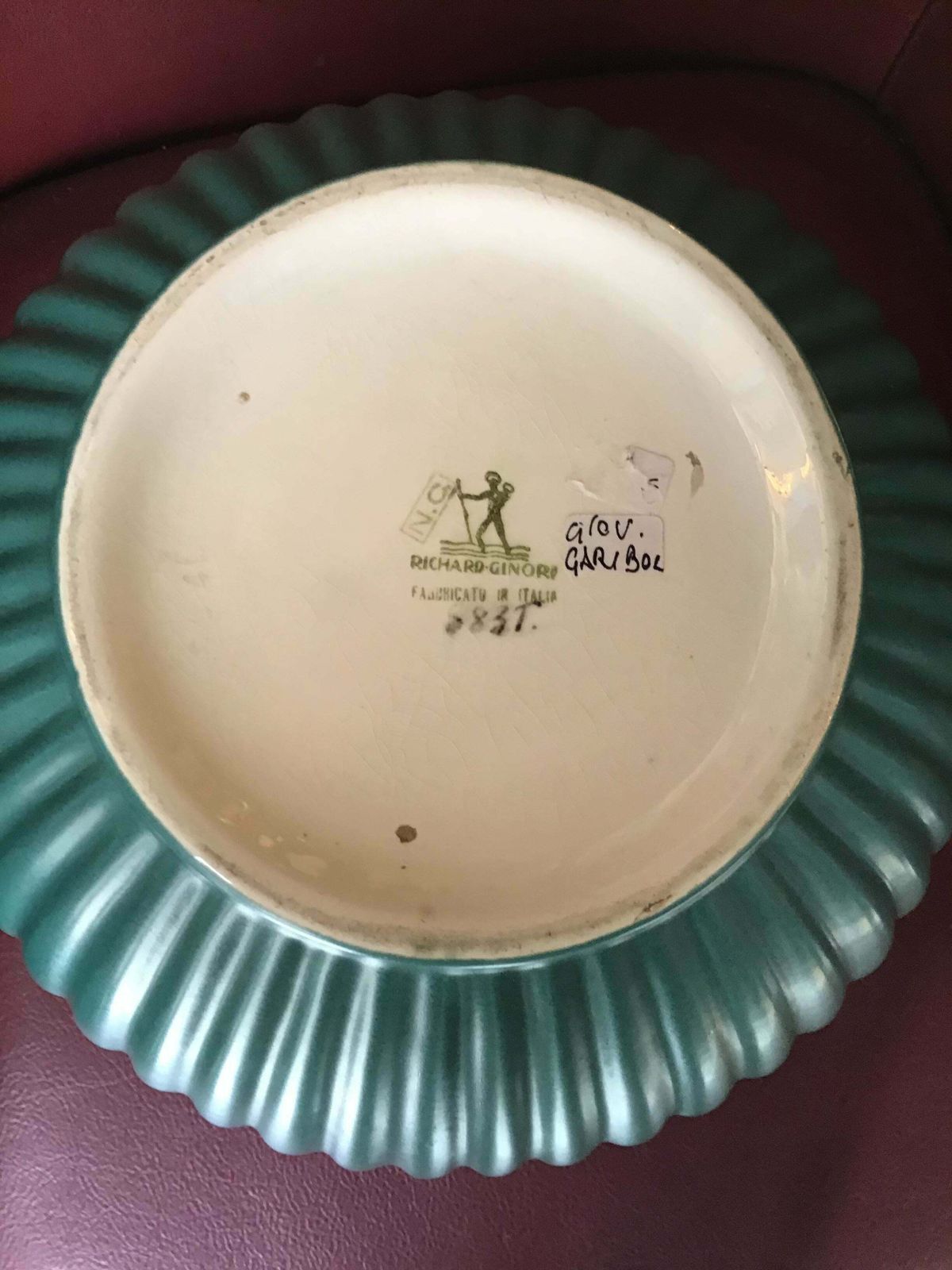 Richard Ginori Giovanni Gariboldi Vase Green Ceramic 1950 Italy photo furniture