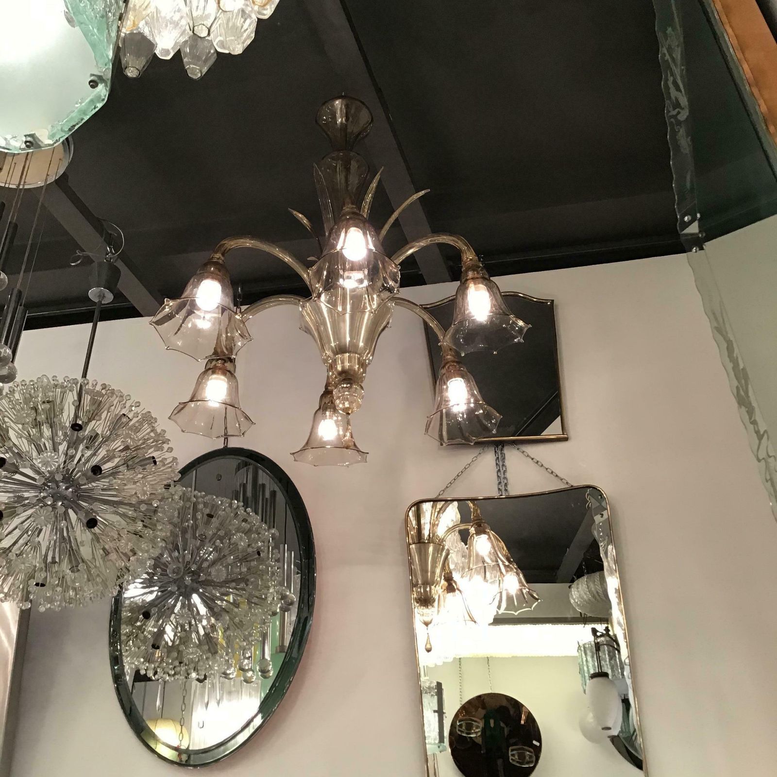 Venini Chandelier Murano Glass Iron 1940 Italy photo for sale
