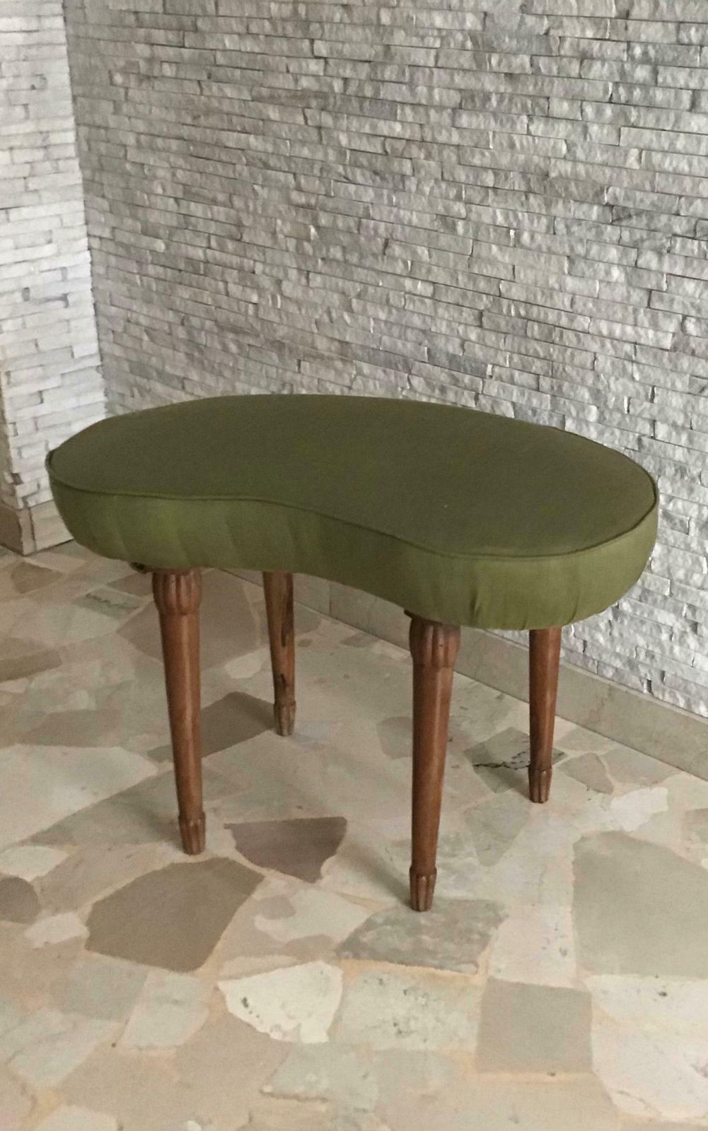 photo vintage Osvaldo Borsani Upholstered Bench Or Stool Wood 1940 Italy