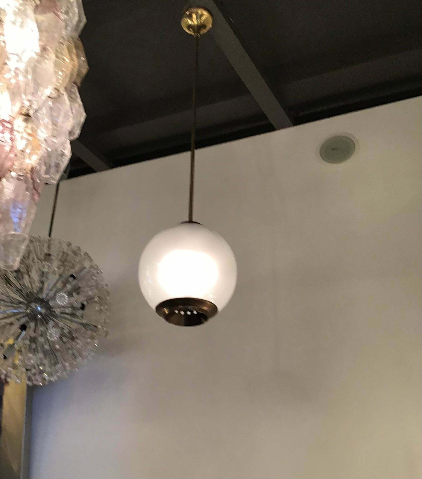 Azucena Luigi Caccia Dominioni Chandelier Brass Glass 1950 Italy photo for sale