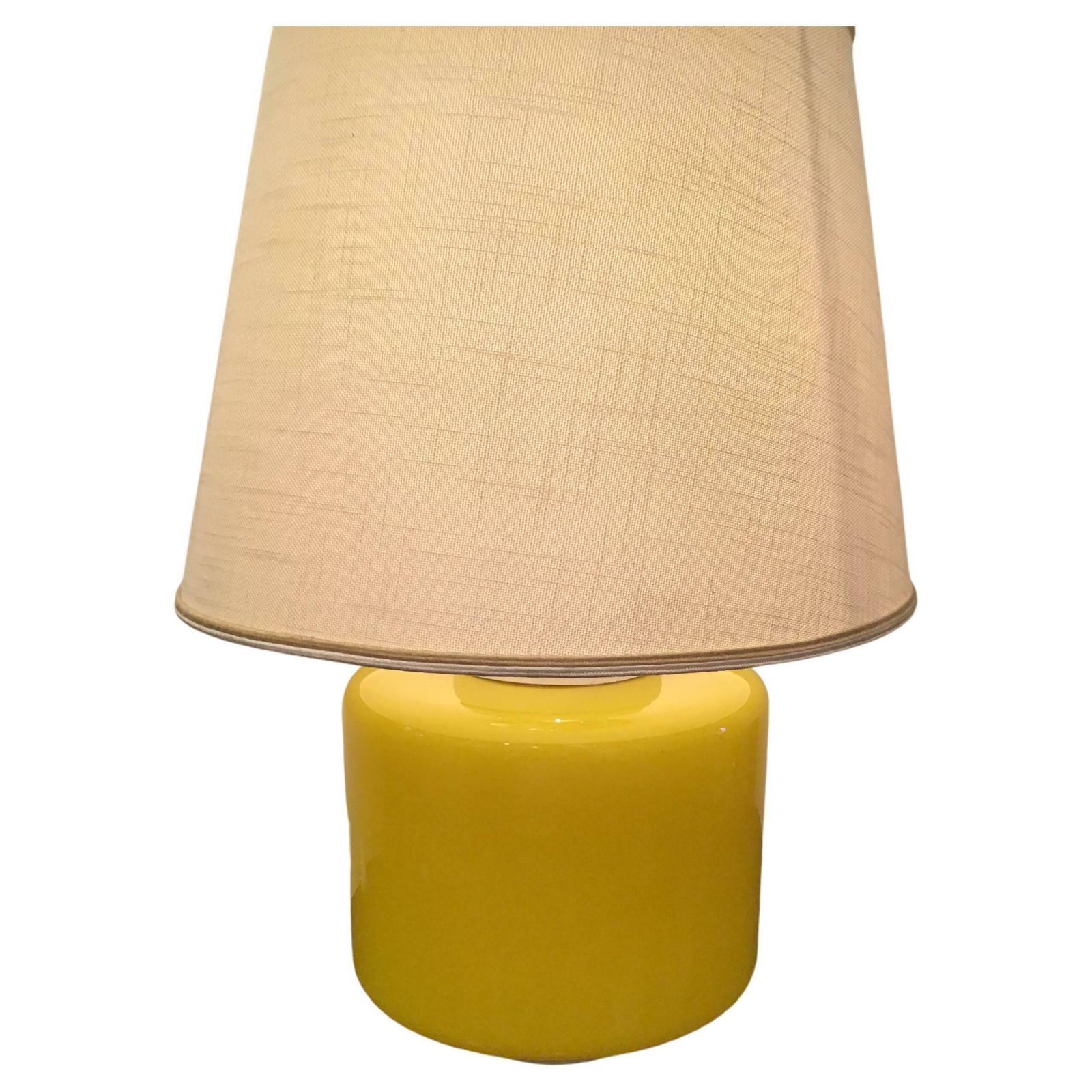 Vistosi Table Lamp Murano Glass Metal Fabric Lampshade 1960 Italy
