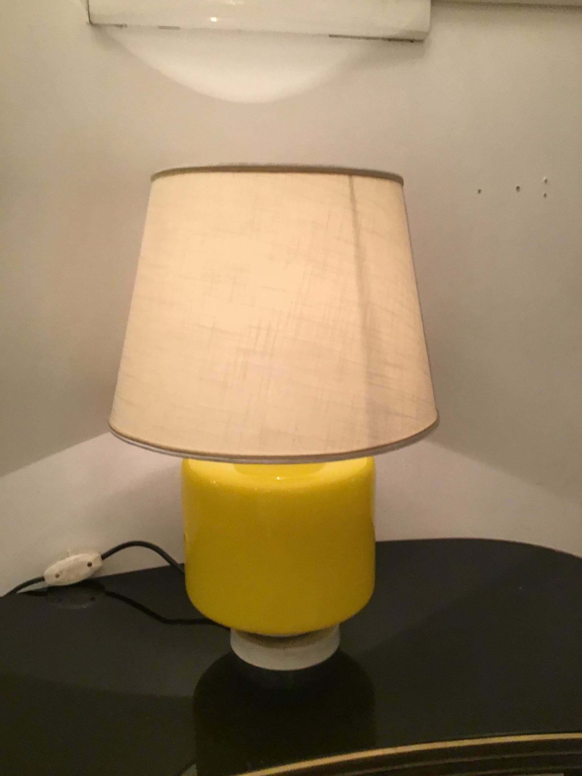 Vistosi Table Lamp Murano Glass Metal Fabric Lampshade 1960 Italy photo furniture
