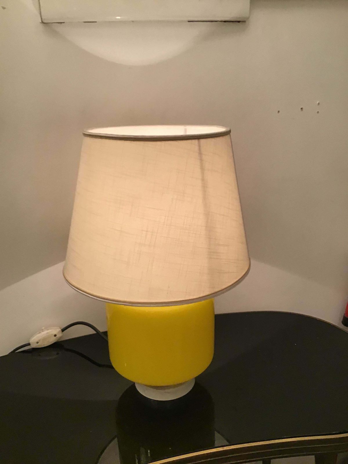 Vistosi Table Lamp Murano Glass Metal Fabric Lampshade 1960 Italy photo Lighting