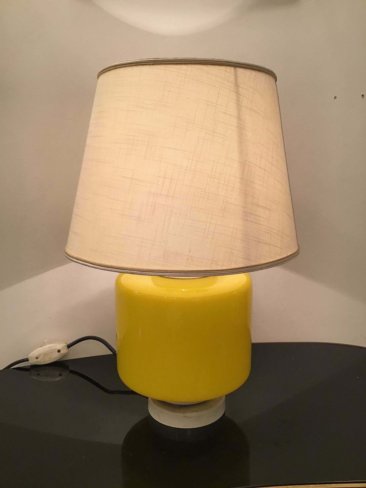 Vistosi Table Lamp Murano Glass Metal Fabric Lampshade 1960 Italy photo buy