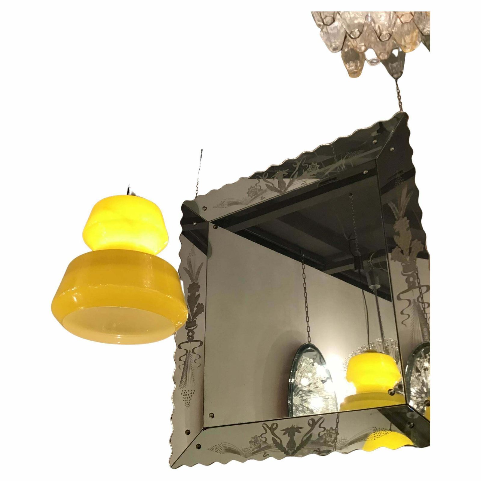 Vistosi Chandelier Murano Glass Brass, 1965, Italy photo furniture