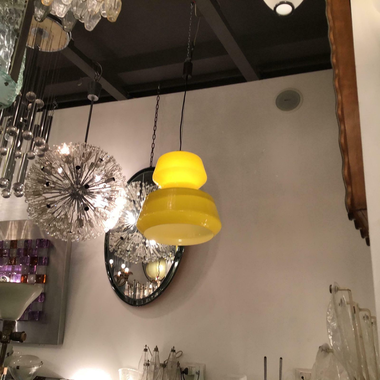 Vistosi Chandelier Murano Glass Brass, 1965, Italy photo Lighting