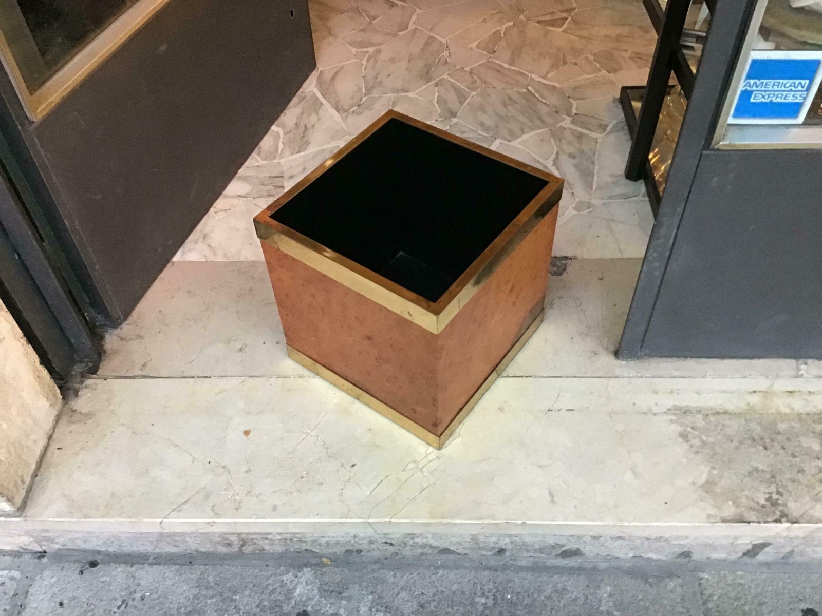 Gabriella Crespi Pot Brass Plexiglass Wood Italy photo for sale