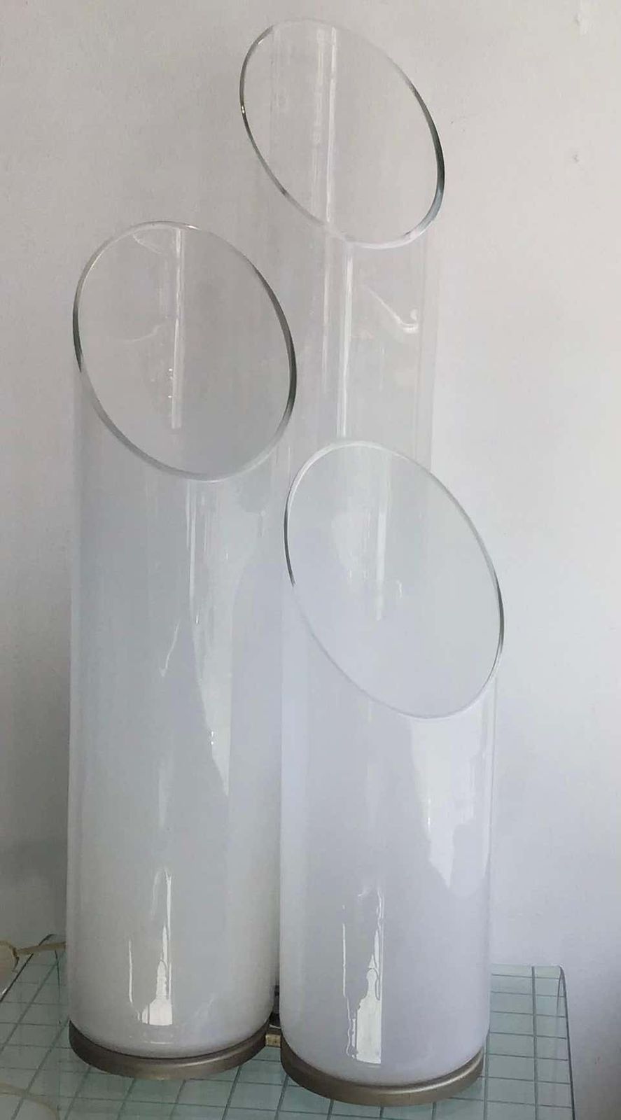 photo for sale Carlo Nason “Mazzega”Table Lamp Metal Crome Murano Glass, 1970, Italy