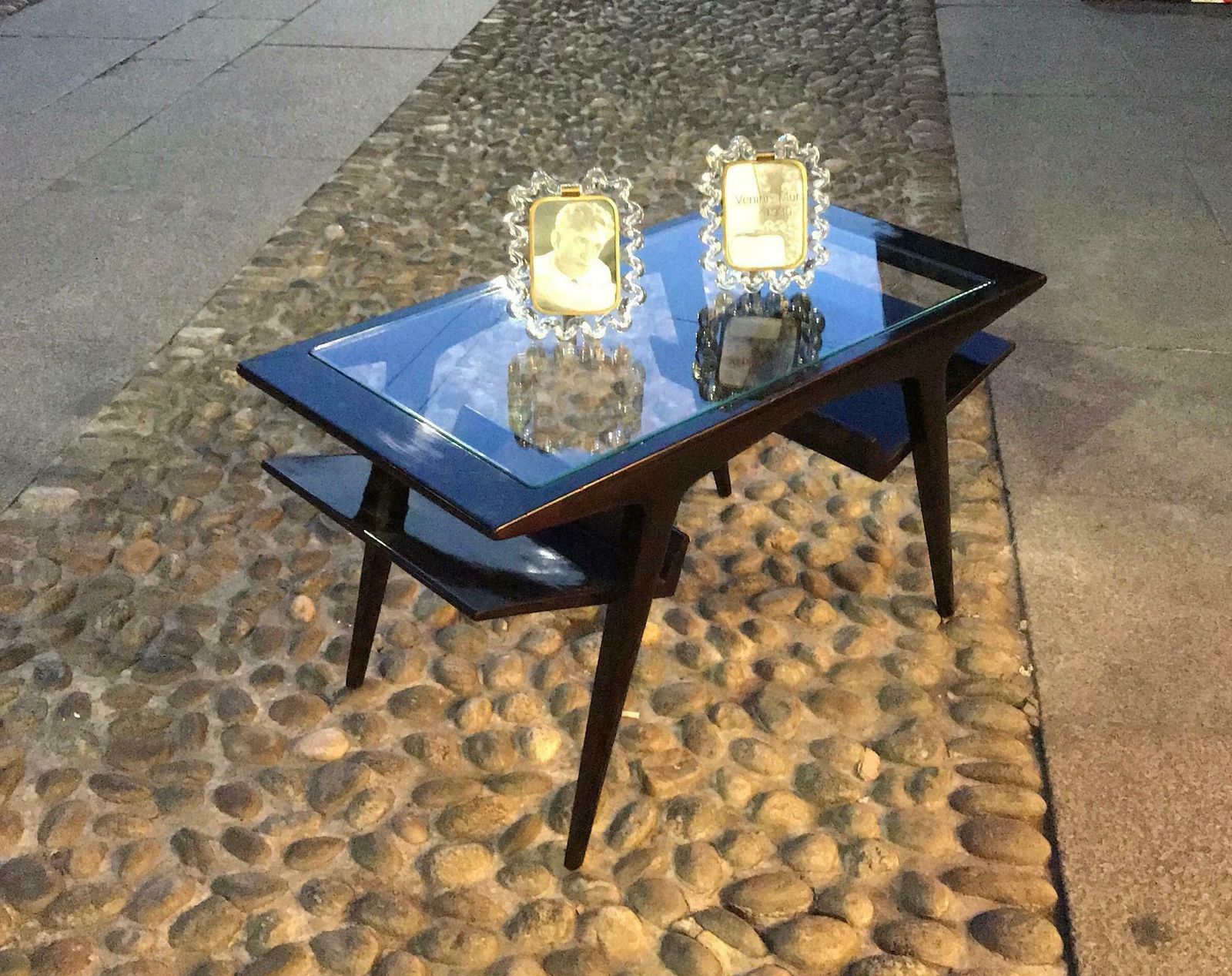 Gio Ponti Coffee Table Wood Glass 1950 Italy photo vinterior