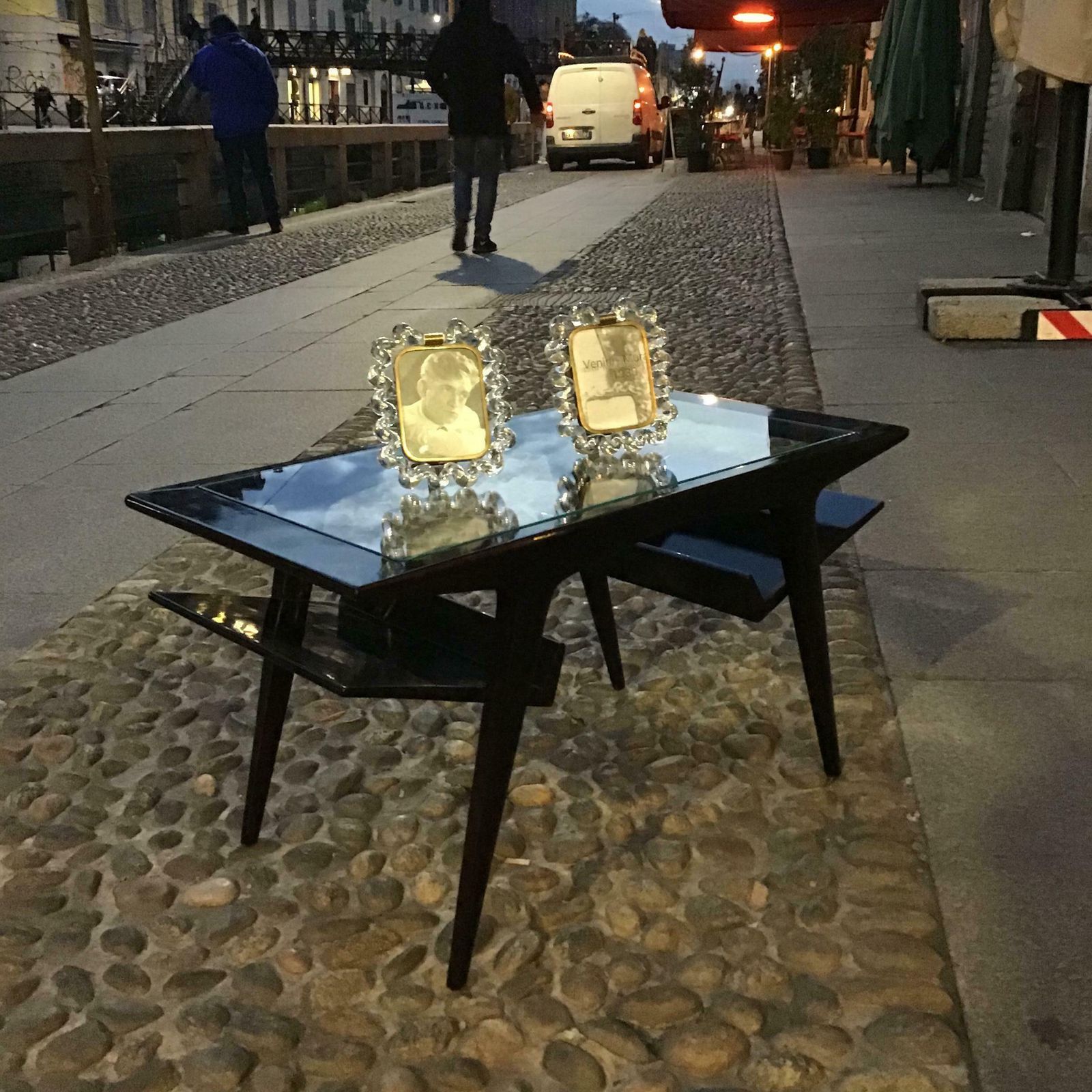 photo vintage Gio Ponti Coffee Table Wood Glass 1950 Italy