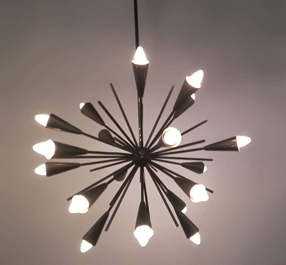 Stilnovo 18 Lights Sputnik Mid Century Modern Brass Italian Chandelier, 1950 photo buy