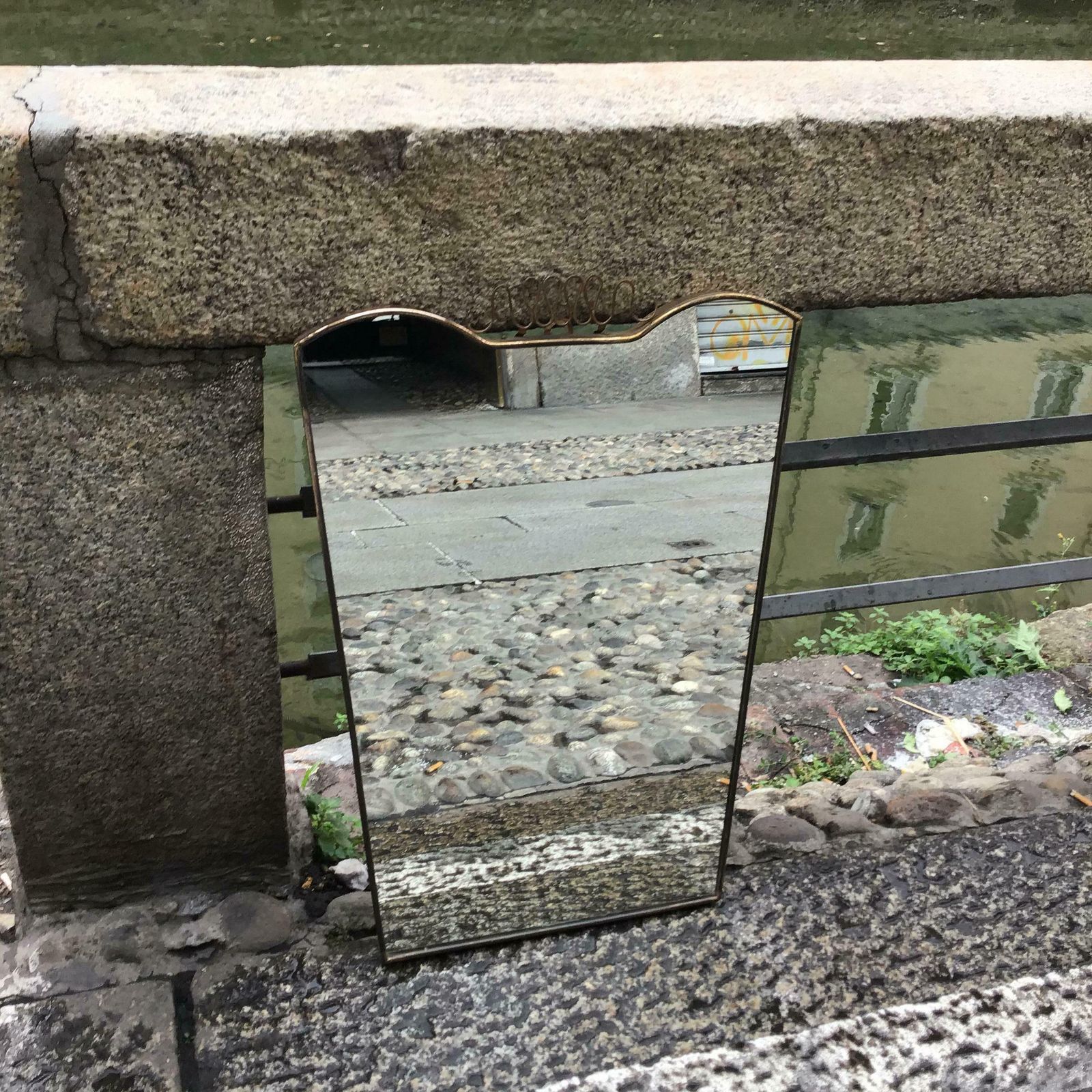 Home Decor Gio Ponti Fontana Arte Mirror Brass Wood Glass 1950 Italy photo