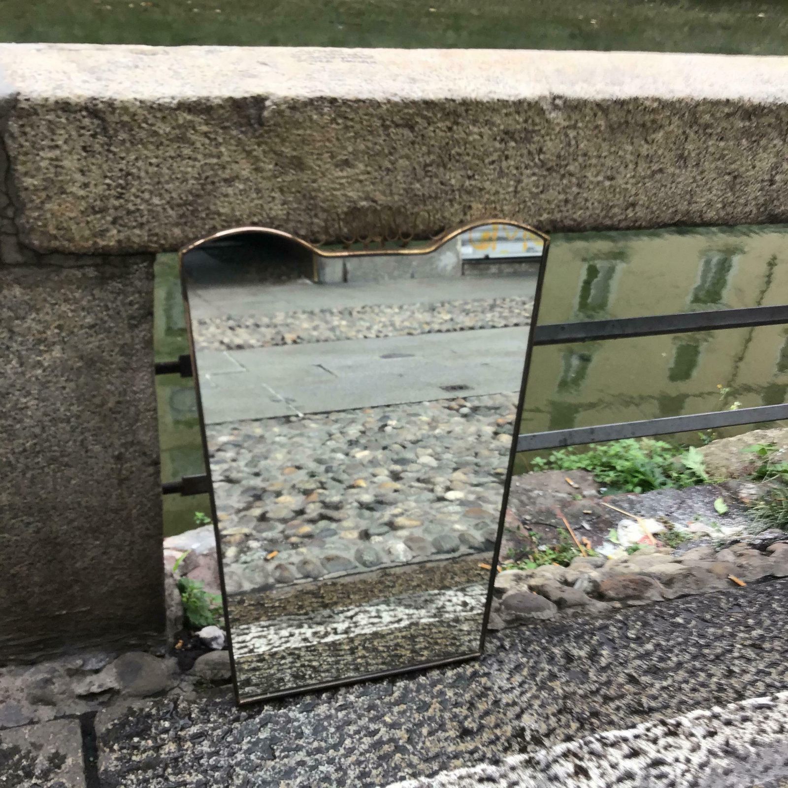 4972.0 Gio Ponti Fontana Arte Mirror Brass Wood Glass 1950 Italy photo