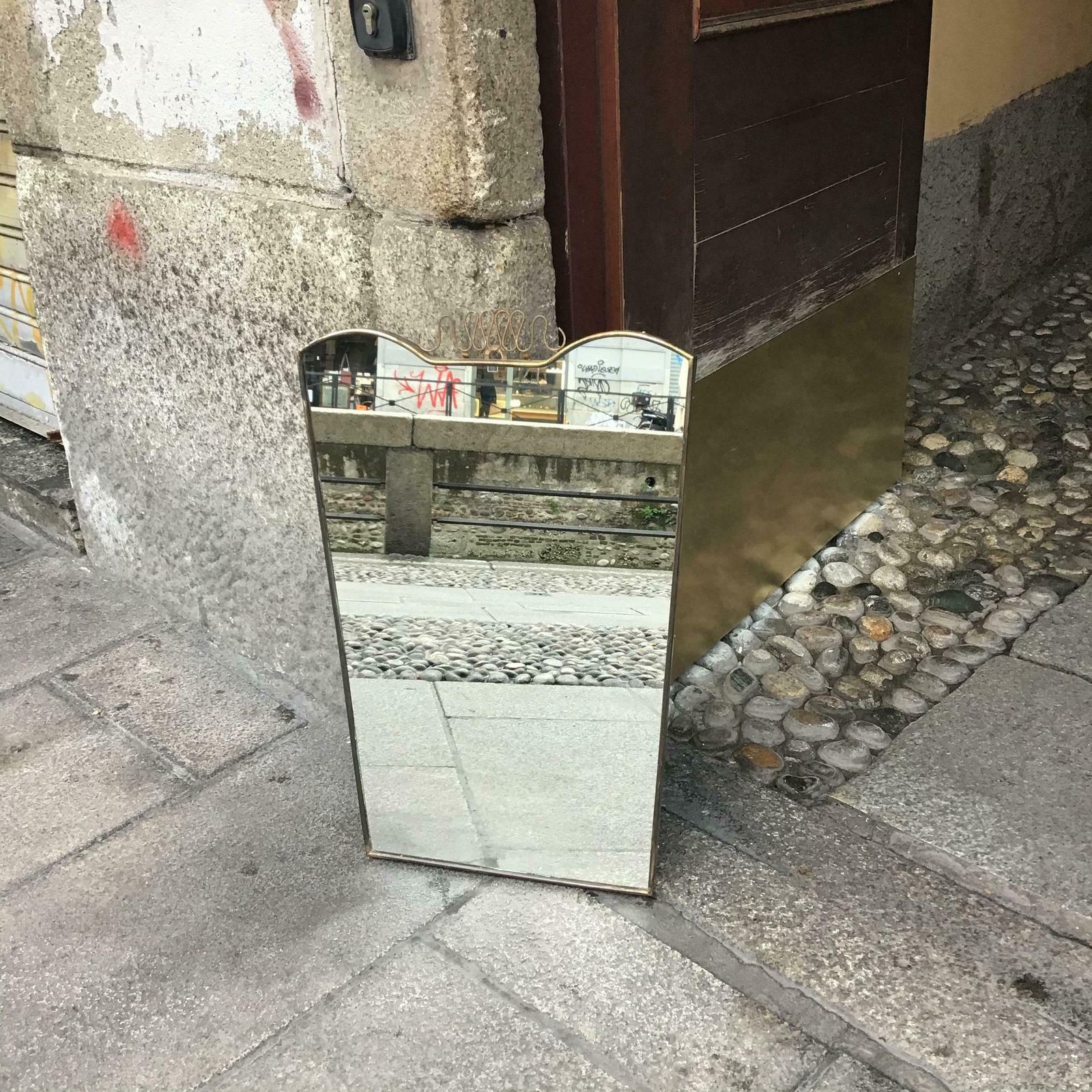 photo buy Gio Ponti Fontana Arte Mirror Brass Wood Glass 1950 Italy