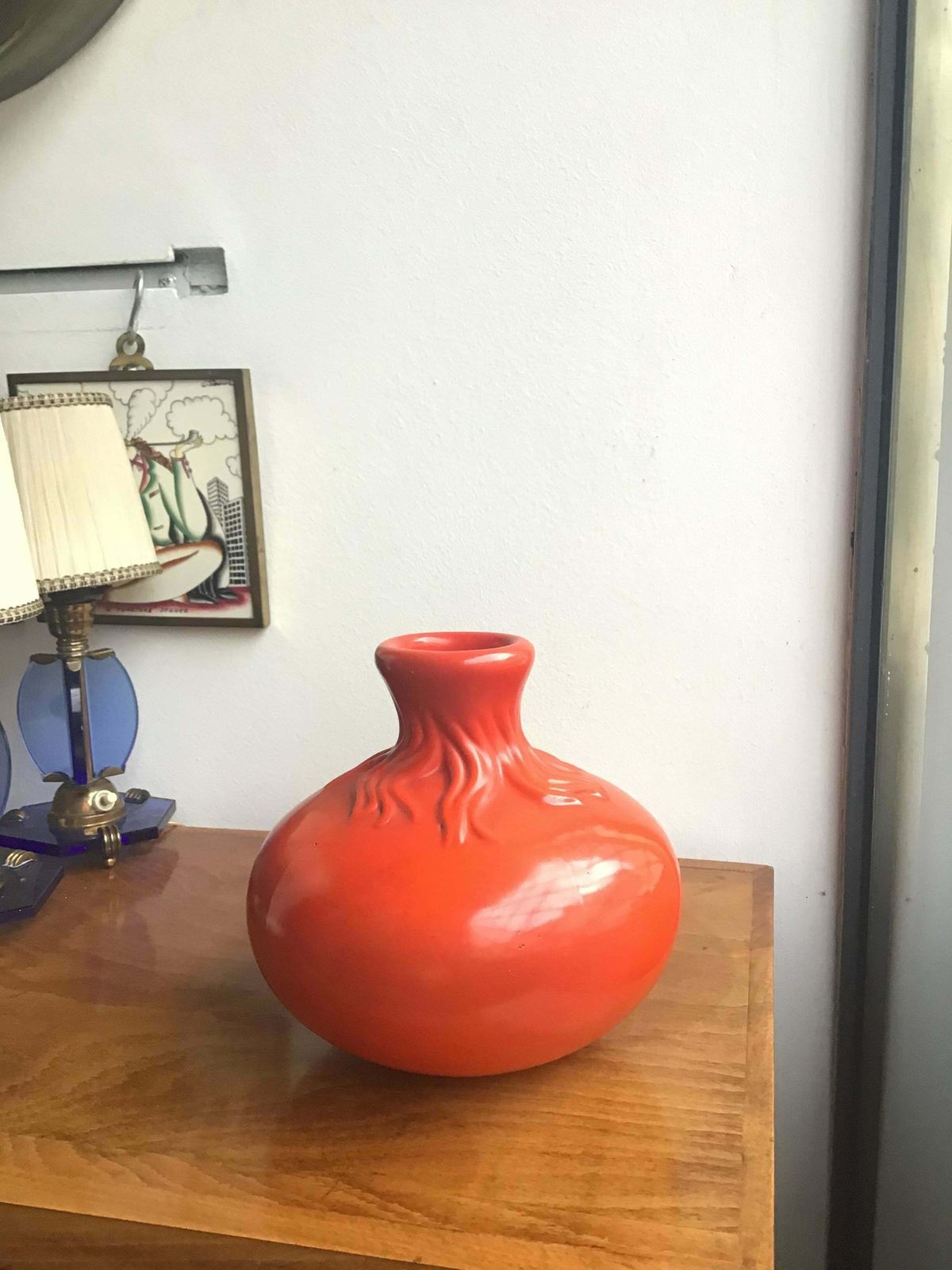 photo vintage Richard Ginori Giovanni Gariboldi Red Ceramic, 1950, Italy