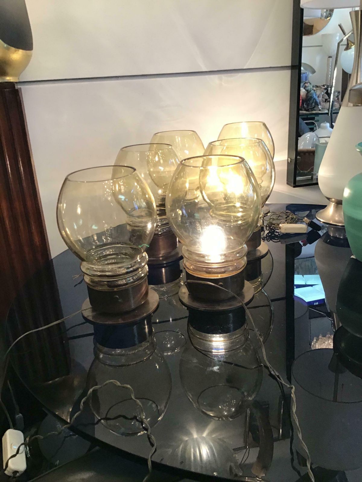 Salviati Six Table Lamps 1960 Metal Crome Glass Italy photo vinterior
