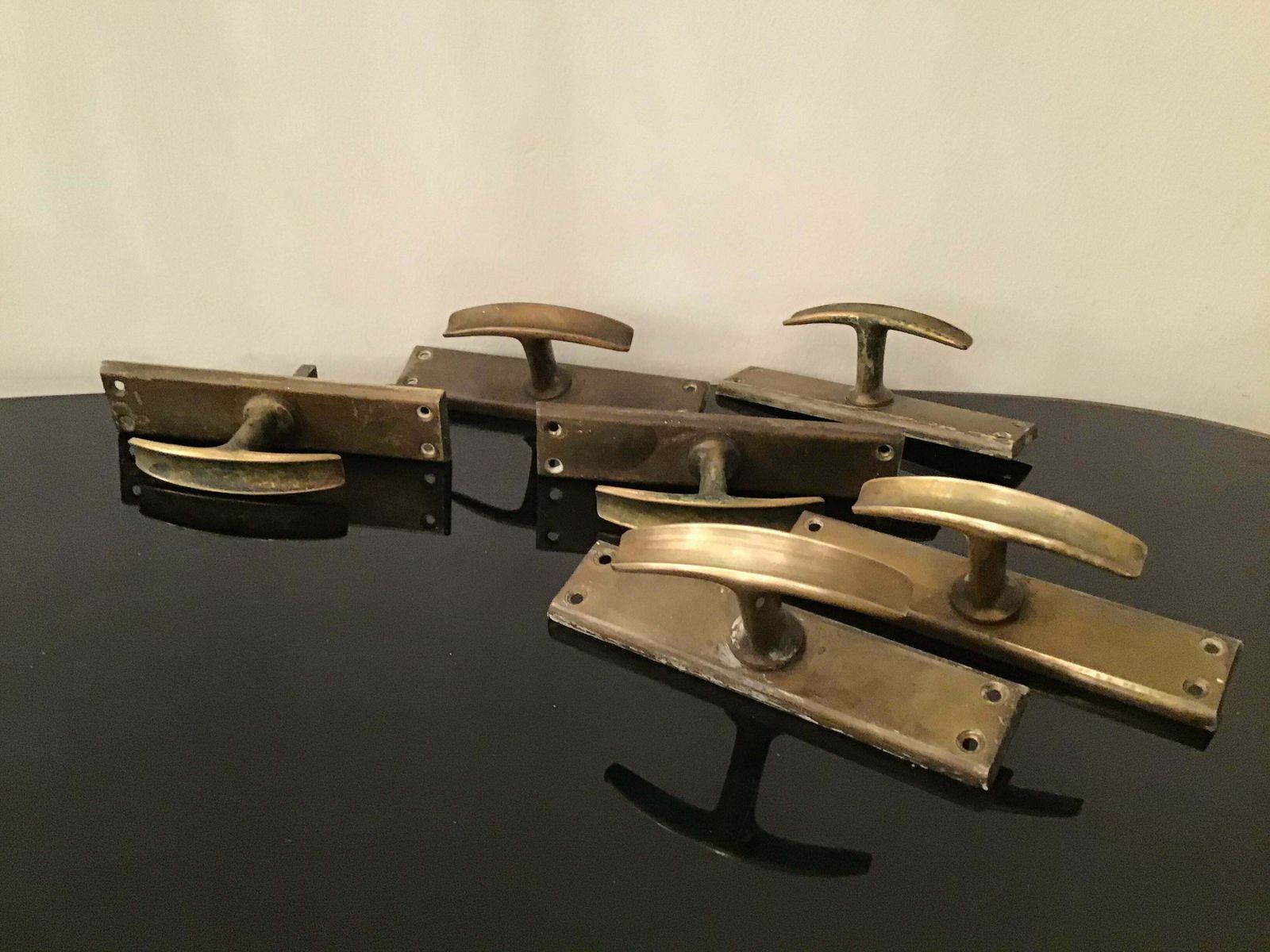 Handles N 3 Pair Brass Iron 1950 Italy photo for sale