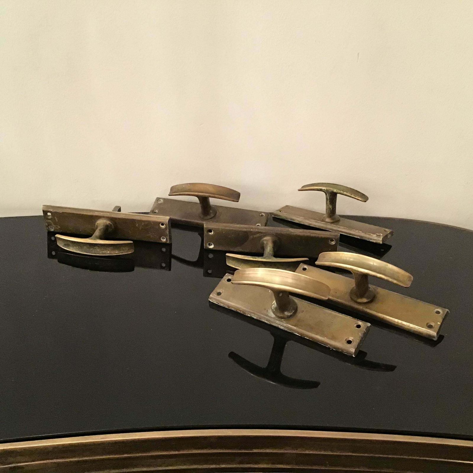Handles N 3 Pair Brass Iron 1950 Italy photo vinterior