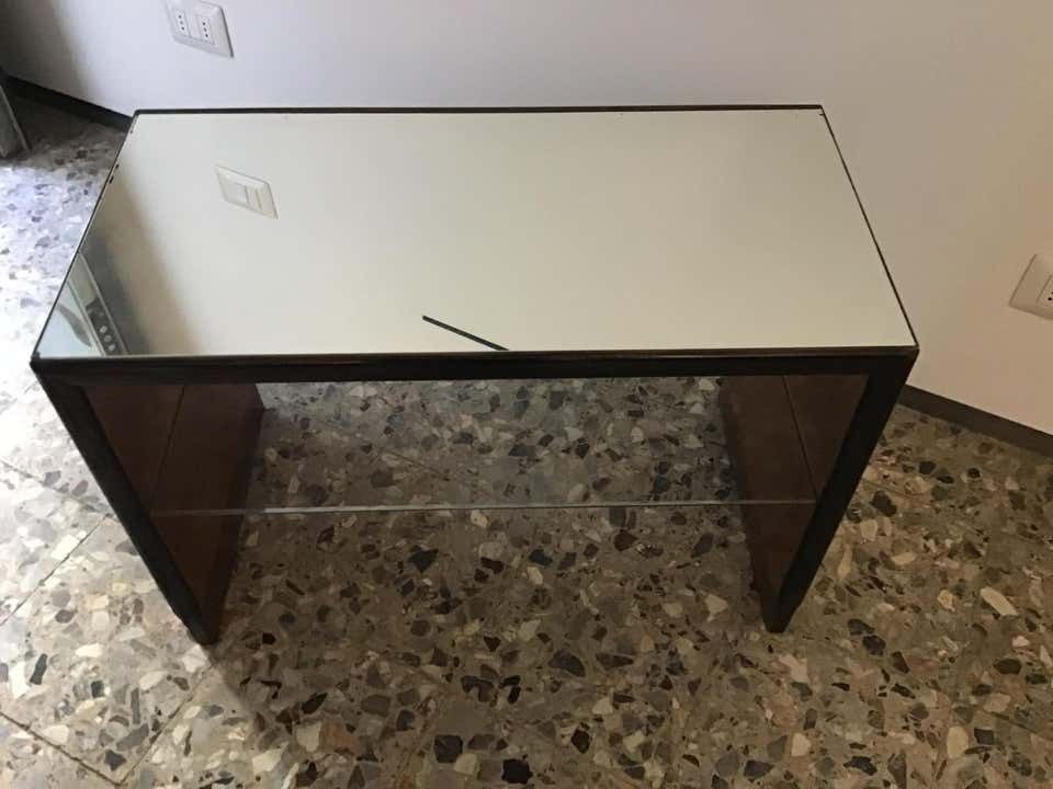 Furniture Osvaldo Borsani Mirrored Glass Table And Walnut Wood, 1940 photo