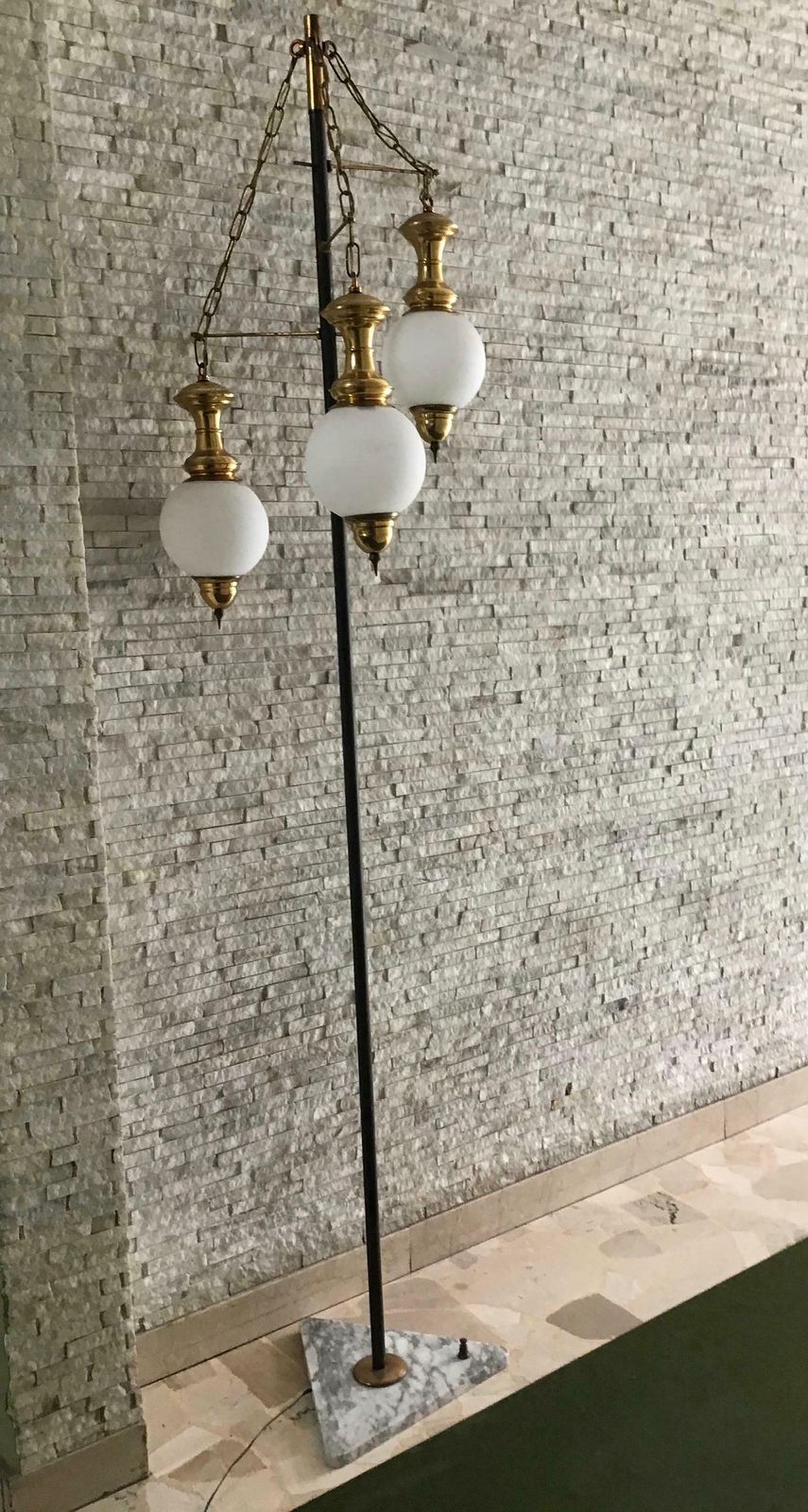 Luigi Caccia Dominioni Floor Lamp 1950 Marble Iron Brass Opaline Glass, Italy photo 2531.0