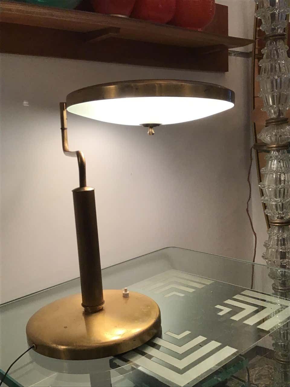 Fontana Arte Table Lamp Brass Glass, 1950, Italy photo Lighting