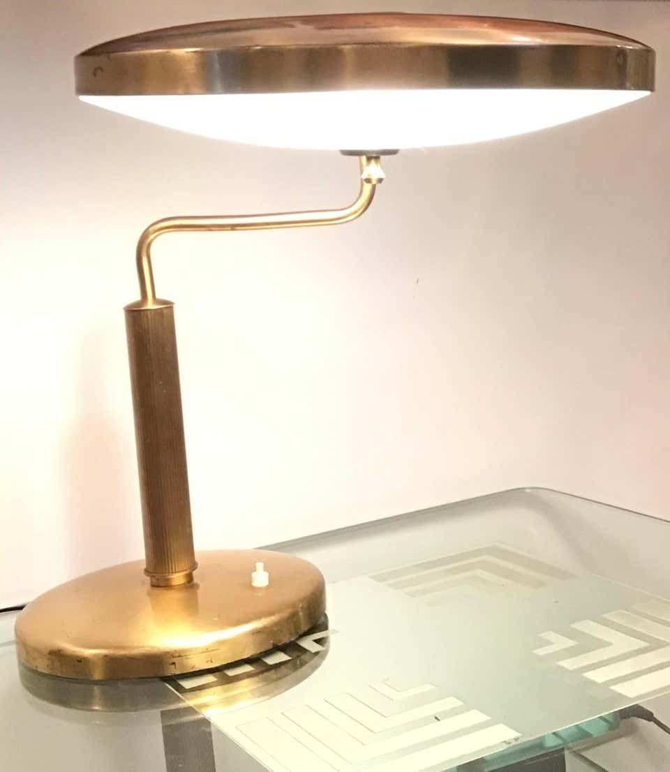 Fontana Arte Table Lamp Brass Glass, 1950, Italy photo vinterior