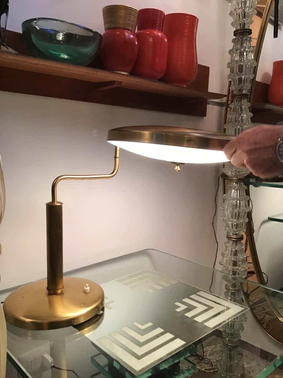 Lighting Fontana Arte Table Lamp Brass Glass, 1950, Italy photo
