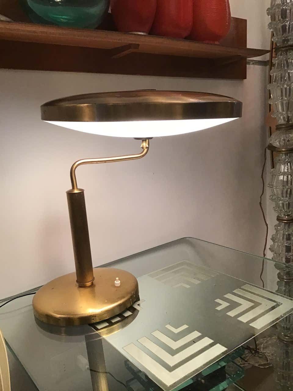 photo vinterior Fontana Arte Table Lamp Brass Glass, 1950, Italy