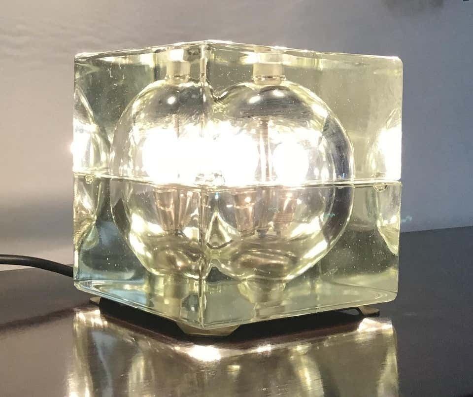 Lighting Alessandro Mendini “Cubosfera” Table Lamp Or Appliqués, Glass Brass, 1968 photo