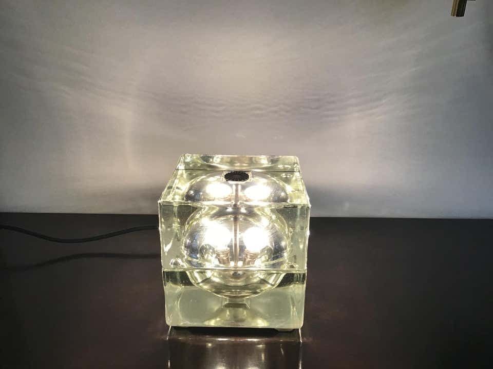 photo buy Alessandro Mendini “Cubosfera” Table Lamp Or Appliqués, Glass Brass, 1968