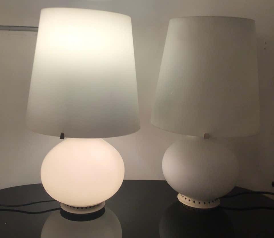 Lighting Max Ingrand Fontana Arte Table Lamps Opaline Glass Metal 1954 Italy photo