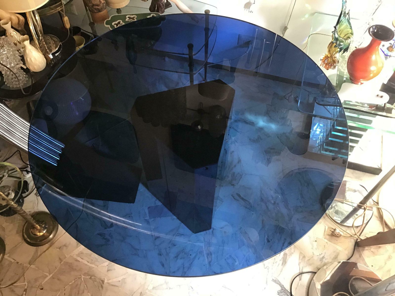 Afra E Tobia Scarpa “Polygono” Table Metal Glass By Beb, 1980, Italy photo buy