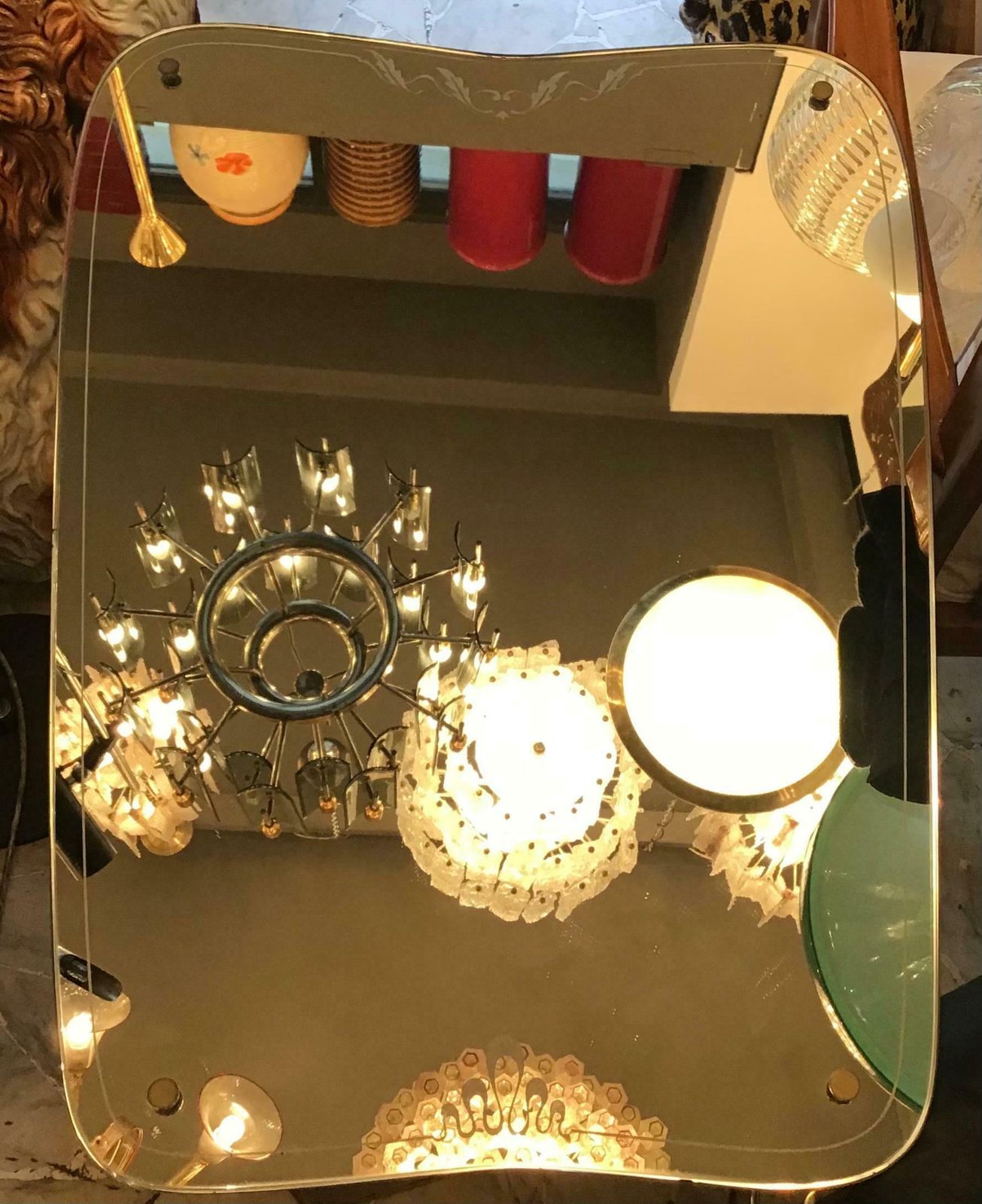 Osvaldo Borsani Wall Mirror Glass Brass Wood, 1950, Italy photo furniture