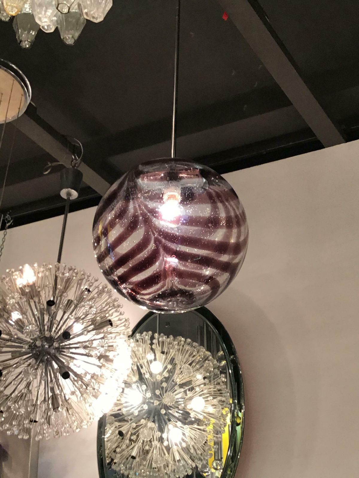 photo furniture Venini Chandelier Murano Glass Metal Crome 1960 Italy